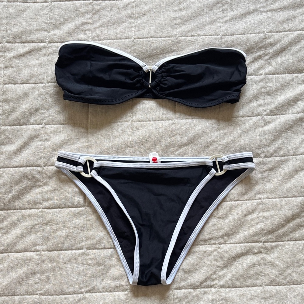 SOLID & STRIPED Black and White Bikini Set